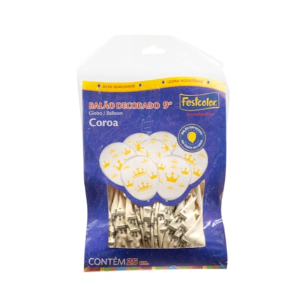 Balão Festcolor Coroas Branco Pacote 25 Und