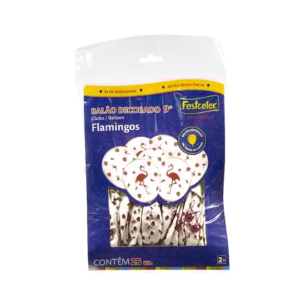Balão Festcolor Flamingos Branco Pacote 25 Und