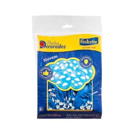 Balão Festcolor Nuvens Azul Pacote 25 Und