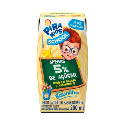 Bebida Láctea Pirakids Láctea School Rico Vitamina D 200ml