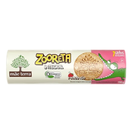 Biscoito Integral Mãe Terra Zooreta Morango 110g