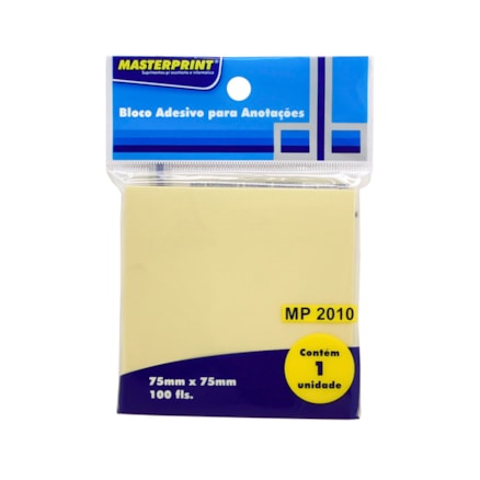 Bloco Adesivo Amarelo Masterprint 75mmx75mm 100 Folhas