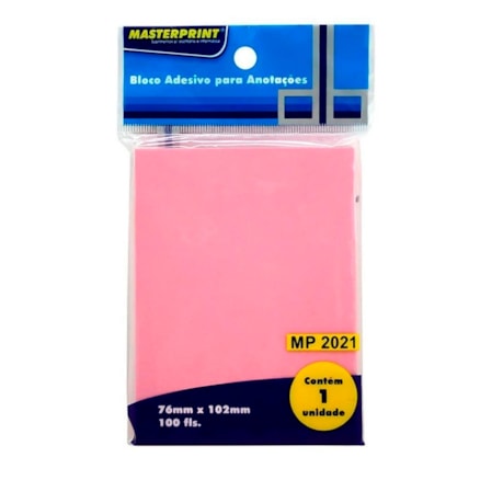 Bloco Adesivo Rosa Masterprint 76mmx102mm 100 Folhas