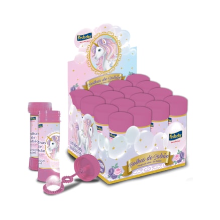 Bolha De Sabão Festcolor Unicórnio Branco Rosa 16 Und