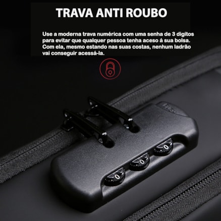 Bolsa de Ombro Transversal Unilateral com USB Trava c/ Segredo Á prova d'água Viagem Trabalho