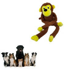 Brinquedo Mordedor Pet Cão Cachorro Gato Macaco Pelúcia Grande Com Som Apito 46 Cm