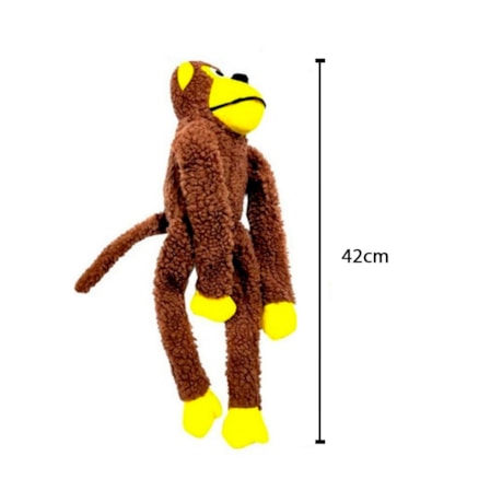 Brinquedo Mordedor Pet Cão Cachorro Gato Macaco Pelúcia Grande Com Som Apito 46 Cm