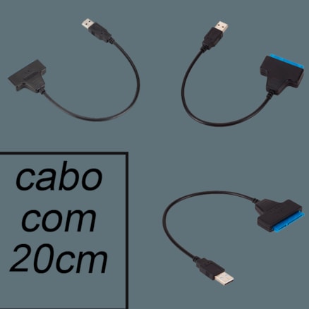 Cabo Adaptador Conversor USB 3.0 SATA SSD e HD 2.5 Notebook Computador 22 Pinos