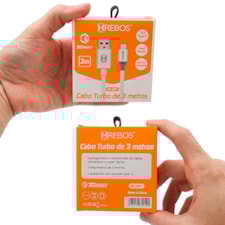 Cabo Carregador Turbo Tipo C Celular Transferencia Dado 3 metros Reforçado 3.1a