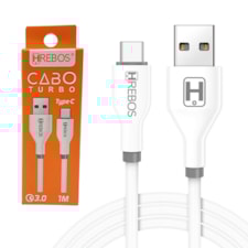 Cabo Carregador Turbo USB e Tipo C Carregamento Rápido e Dados Celular 1m 3.1a