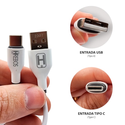 Cabo Carregador Turbo USB e Tipo C Carregamento Rápido e Dados Celular 1m 3.1a