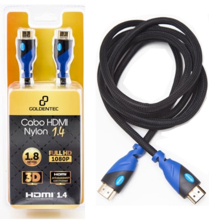 Cabo Hdmi 1.4 Nylon Goldentec - 1.8 Metros (Hdmizgh-19)