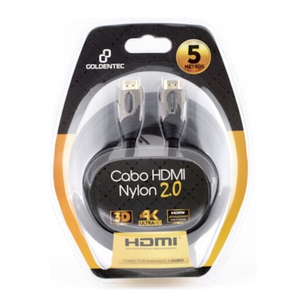 Cabo Hdmi 2.0 Nylon Goldentec - 5 Metros (Hdmizgh-57-5m)