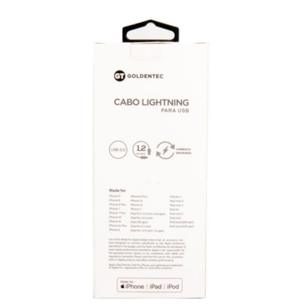 Cabo Lightning Usb Goldentec Mfi White - 1.2 M