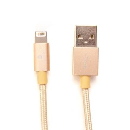 Cabo Lightning Usb Nylon Goldentec Mfi Gold - 1.2 Metros