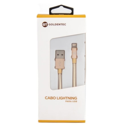 Cabo Lightning Usb Nylon Goldentec Mfi Gold - 1.2 Metros