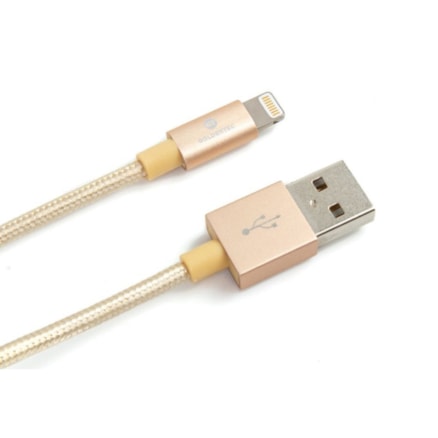 Cabo Lightning Usb Nylon Goldentec Mfi Gold - 1.2 Metros