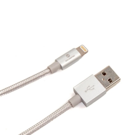 Cabo Lightning Usb Nylon Goldentec Mfi Silver - 1.2 Metros