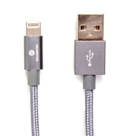 Cabo Lightning Usb Nylon Goldentec Mfi Space Gray - 1.2 Metr