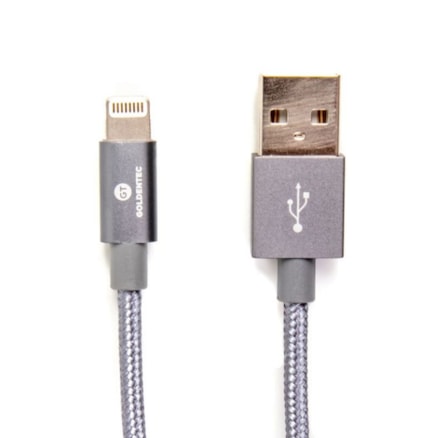 Cabo Lightning Usb Nylon Goldentec Mfi Space Gray - 2 Metros