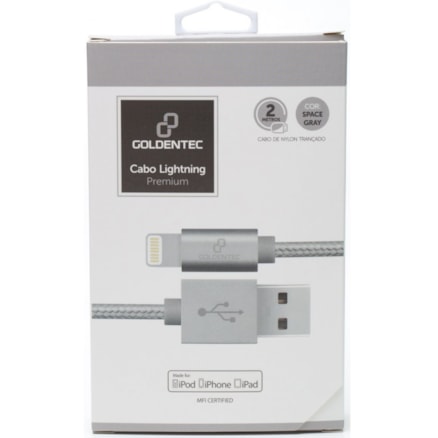 Cabo Lightning Usb Premium Goldentec Mfi Space Gray 2 Metros