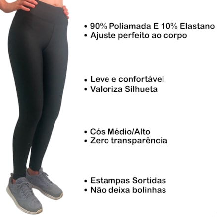 Calça Legging Modeladora Suplex Confortável Cintura Alta Grossa Lisa Reforçada