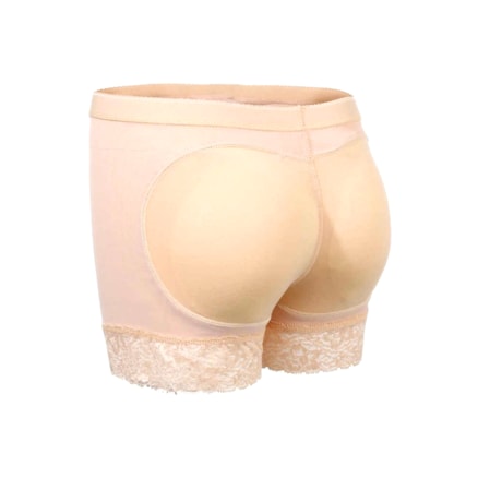 Calcinha Short Levanta Bumbum Acabamento Renda Bege Bm