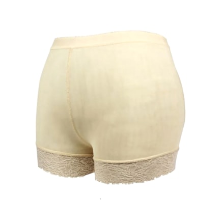 Calcinha Short Levanta Bumbum Acabamento Renda Bege Bm