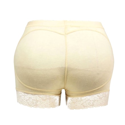 Calcinha Short Levanta Bumbum Acabamento Renda Bege Bm