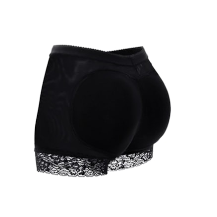 Calcinha Short Levanta Bumbum Acabamento Renda Preto Bm