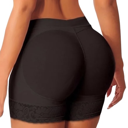 Calcinha Short Levanta Bumbum Acabamento Renda Preto Bm