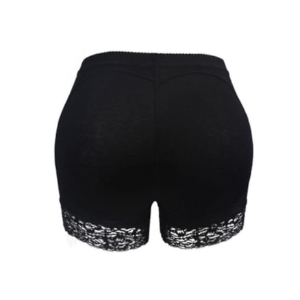 Calcinha Short Levanta Bumbum Acabamento Renda Preto Bm