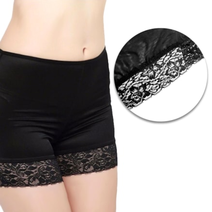 Calcinha Short Levanta Bumbum Acabamento Renda Preto Bm