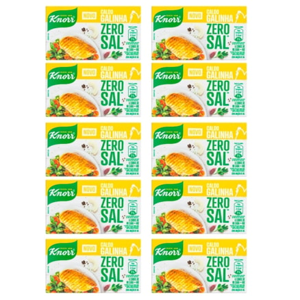 Caldo Knorr 10 Caixas Com 6 Cubos Galinha Zero Sal 48g