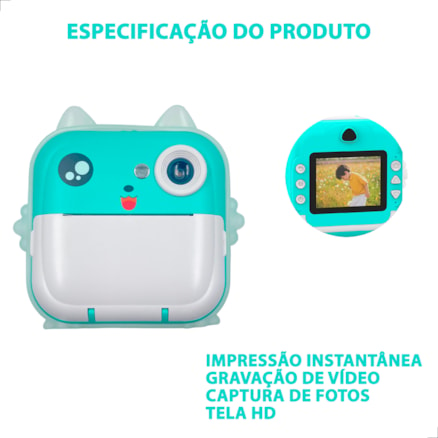 Câmera Instantânea Infantil Filmadora Full HD Jogo Fotos Minicâmera Digital