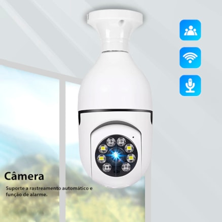 Câmera Lâmpada De Segurança Wifi Ip 360° Soquete E27 Branco