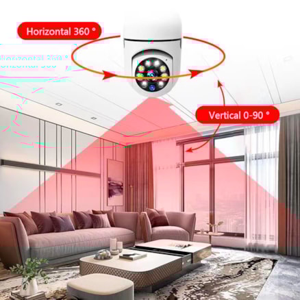 Câmera Lâmpada De Segurança Wifi Ip 360° Soquete E27 Branco