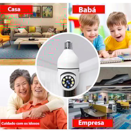 Câmera Lâmpada De Segurança Wifi Ip 360° Soquete E27 Branco