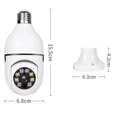 Câmera Lâmpada De Segurança Wifi Ip 360° Soquete E27 Branco