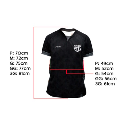 Camisa do Ceará Masculina Preta Gola V 2021.14-12