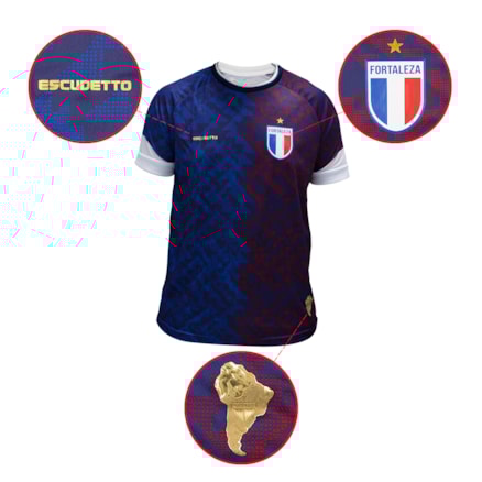 Camisa do Fortaleza Masculina Azul com Vermelho 2022.10-10
