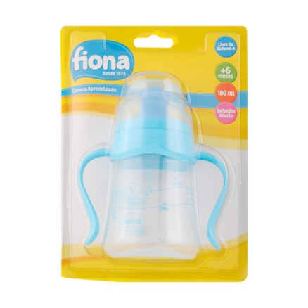 Caneca Fiona Aprendizado Tampa Com Alça +6 Meses Azul 180ml