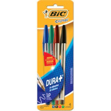 Caneta Bic Cristal 4 Cores (azul, Vermelha, Preta E Verde)