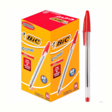 Caneta Bic Cristal Esferográfica Vermelha Com 50 Und