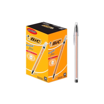 Caneta Bic Cristal Fina Preta 50 Und