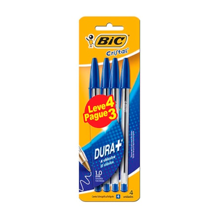 Caneta Bic Cristal Leve 4 Pague 3 Azul