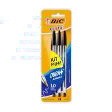 Caneta Bic Cristal Material Escolar 3 Und Preto