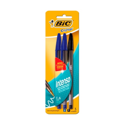 Caneta Bic Intenso Esferográfica Cores Intensas Com 3 Und