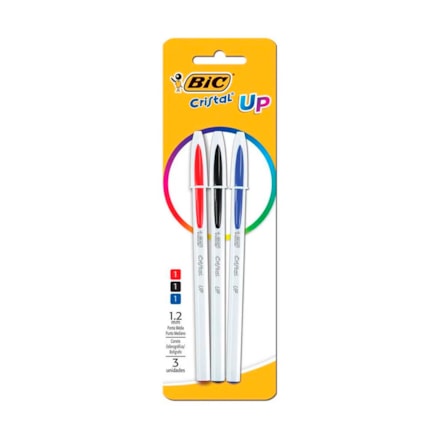 Caneta Bic Up Esferográfica Cores Intensas Com 3 Und