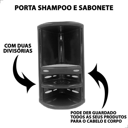 Cantoneira Porta Shampoo de Plástico Para Banheiro Instala Fácil Suporte Sabonete